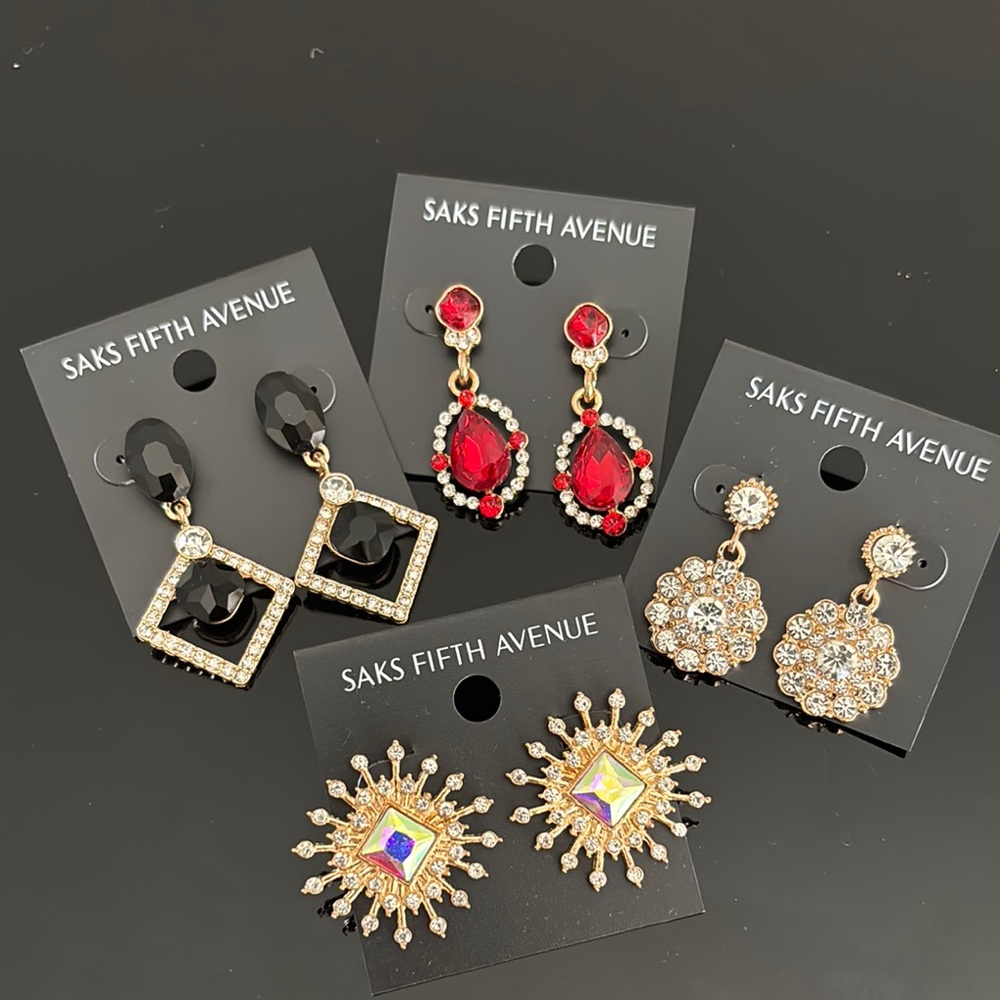 ♥️ Saks Fifth Avenue Black and Red Earrings Collection ♥️